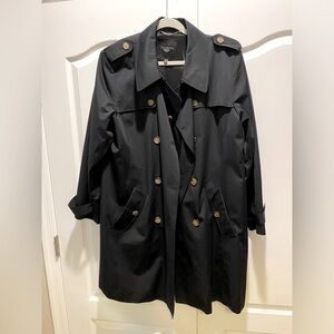 Talbots Plus Size 18W Women’s Black Button Front Trench Coat